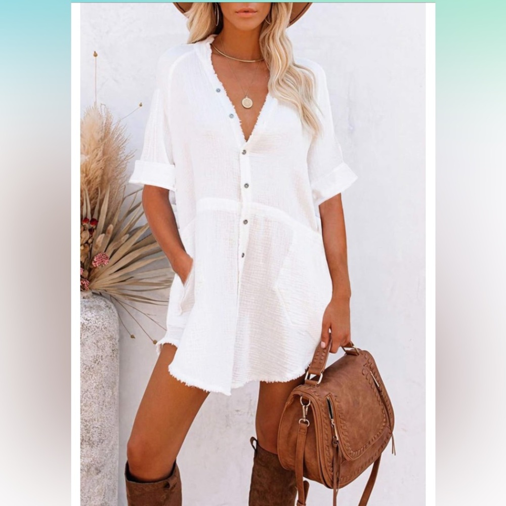 Beach Cover Up Button Down Sz XL
